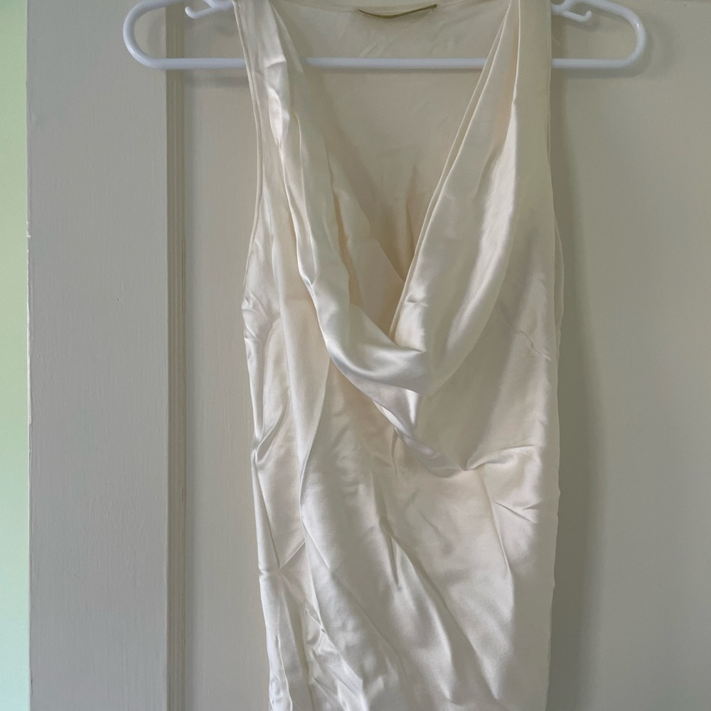 Ramy Brook cream cowl silk tank top